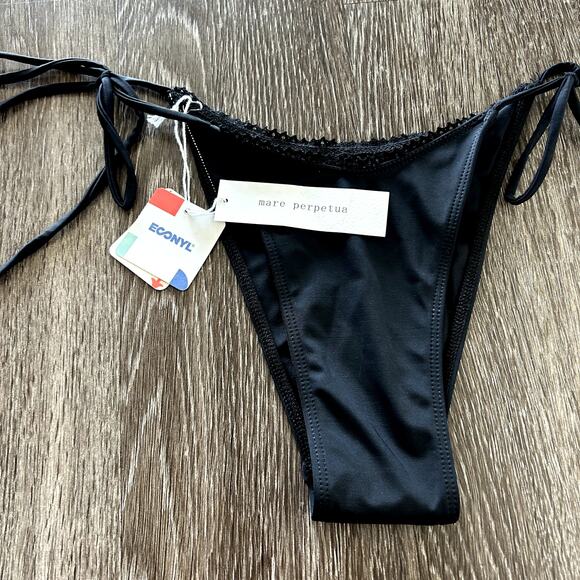 NWT Mare Perpetua Free People Dusk Black String Bikini Bottoms Size Medium Swim - Picture 7 of 16